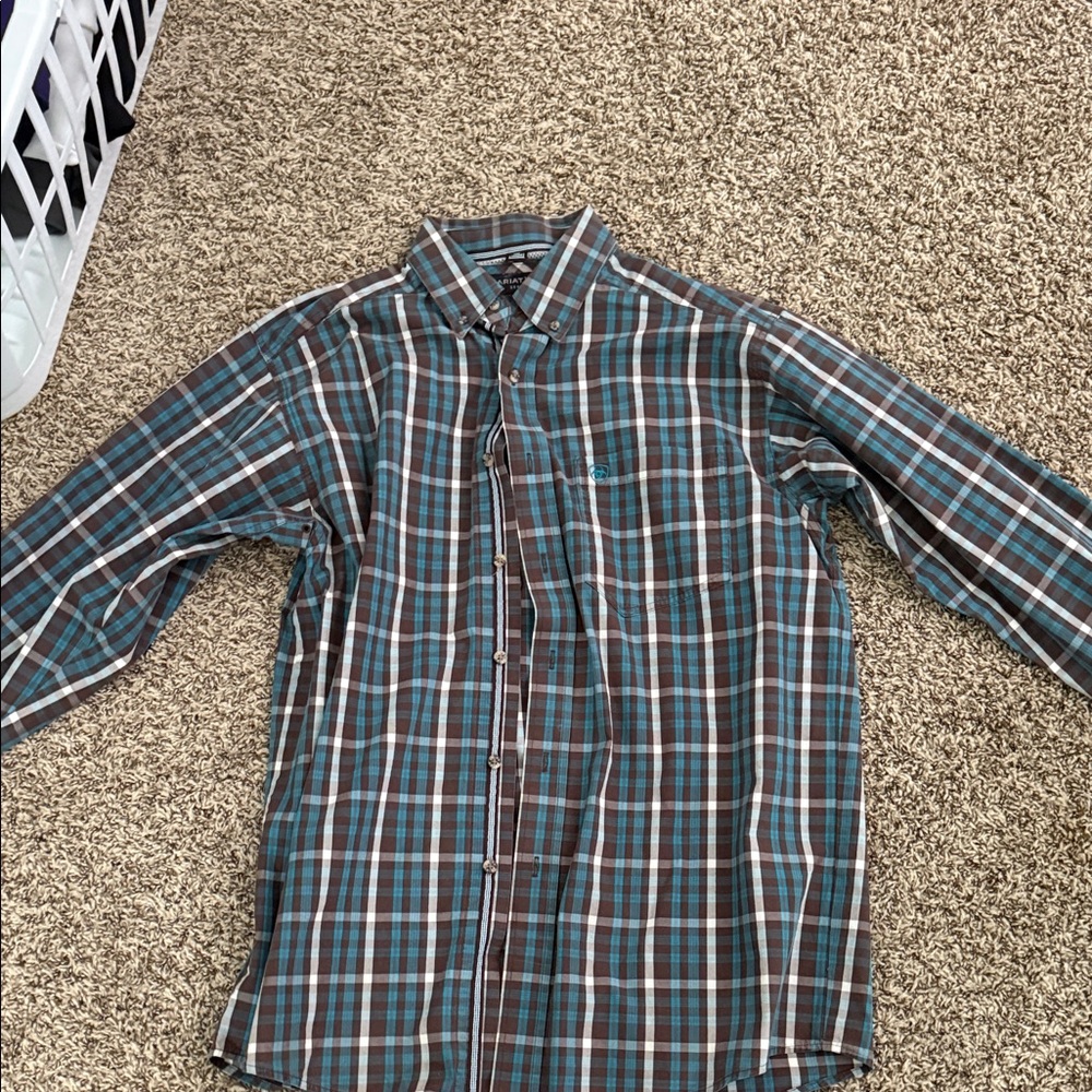 Ariat Men's Plaid Button-Down Shirt - Blue and Brown